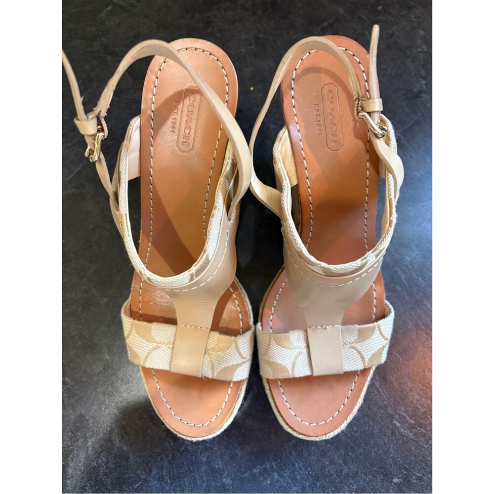 Coach Neutral Signature Canvas Slingback Sandals